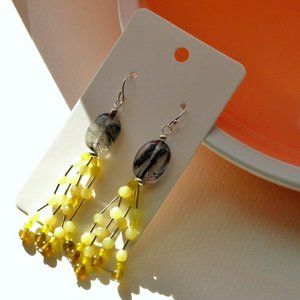 The lovely of season- Drop style agate & quartz sterling silver earring